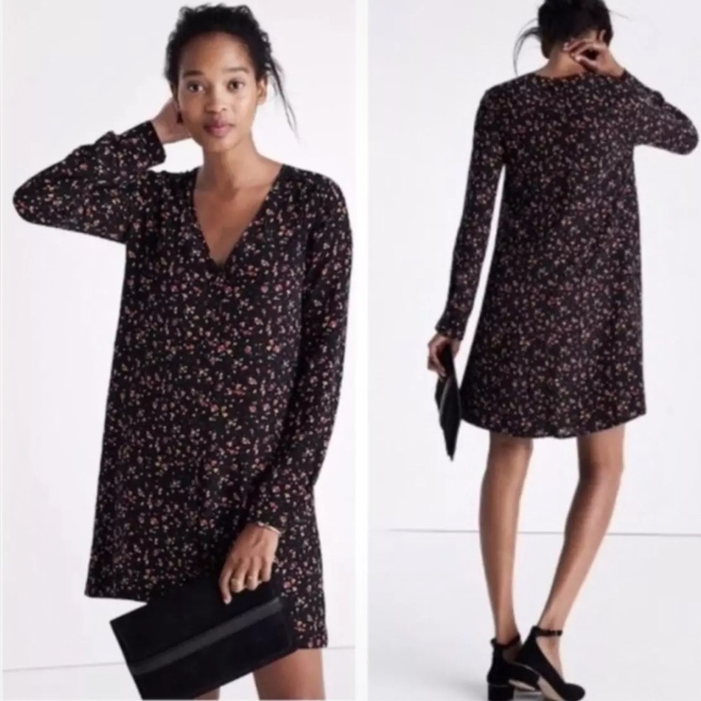 Madewell et Sezane XS Elly Silk Floral Mini Dress ~ Cottagecore Peasant Relaxed